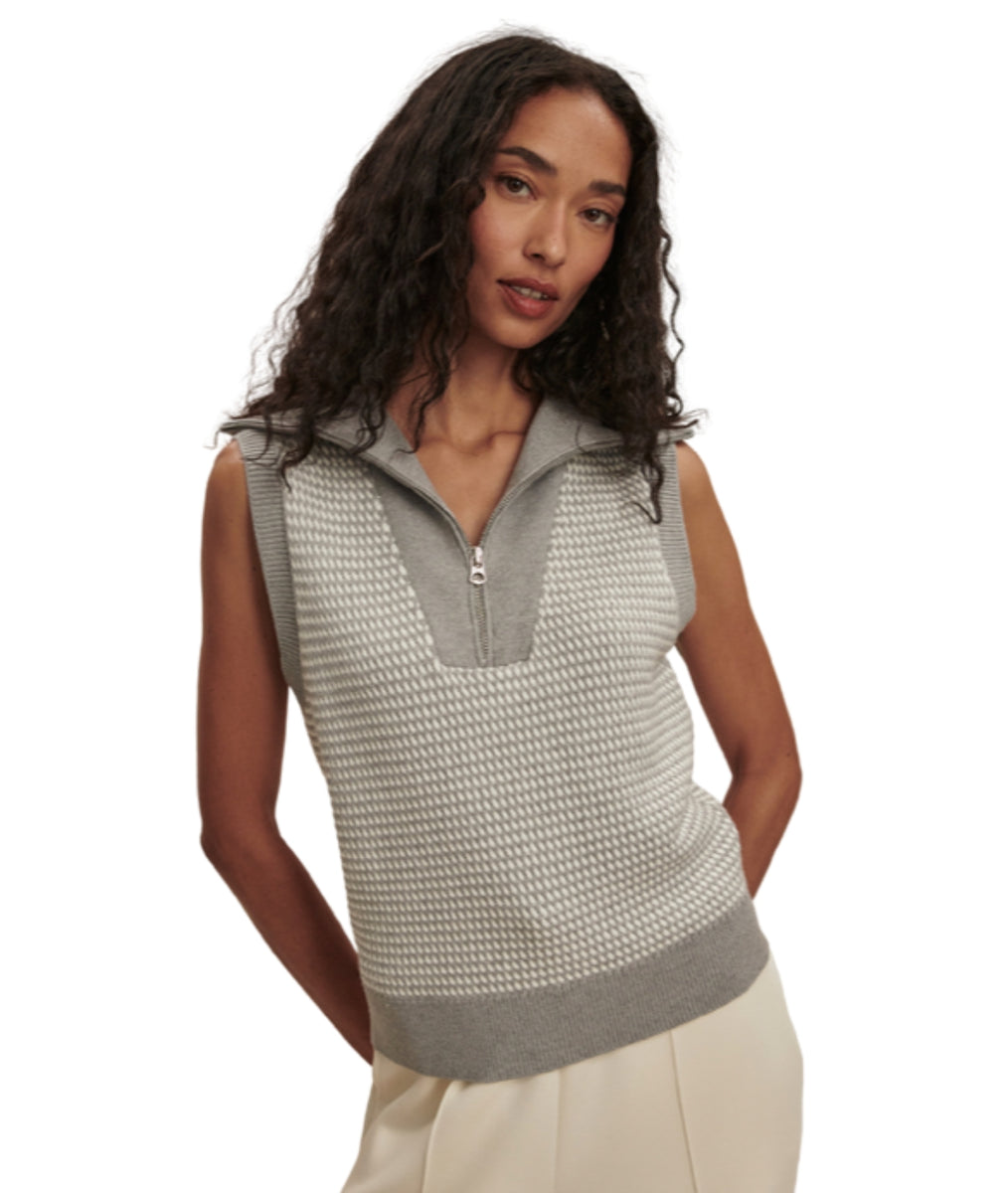 Peterson Half Zip Knit- Grey Melange/ White – LOLA