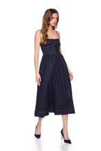 Denim Corset Midi Dress- Dark Wash