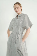 Shea Stripe Button Front Midi Dress- Black/Off White