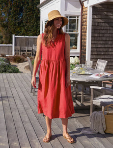 Daphne Sleeveless Popover Dress- Nantucket Red