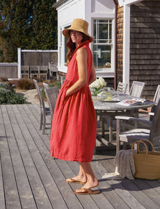 Daphne Sleeveless Popover Dress- Nantucket Red