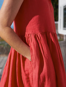 Daphne Sleeveless Popover Dress- Nantucket Red