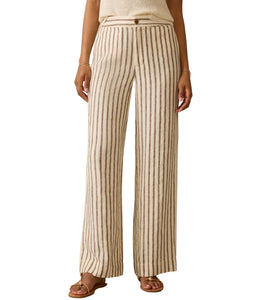 Sun Strider Linen Pant- Cocoa Grove Stripe