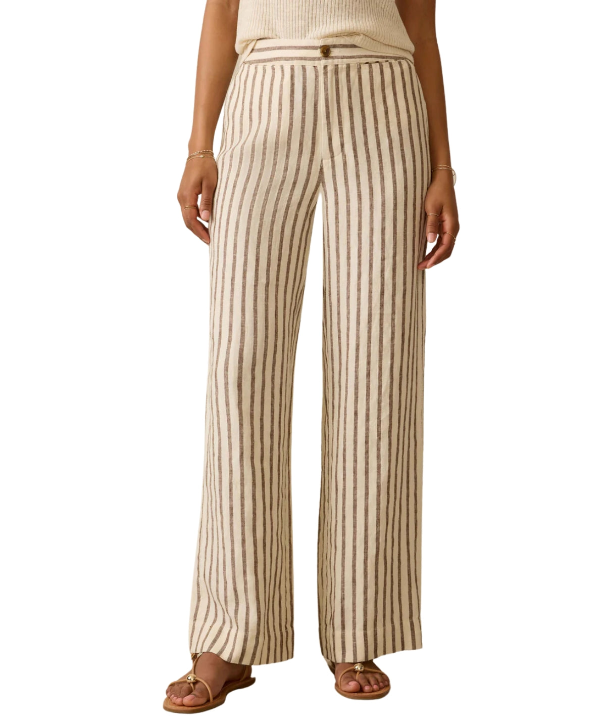 Sun Strider Linen Pant- Cocoa Grove Stripe