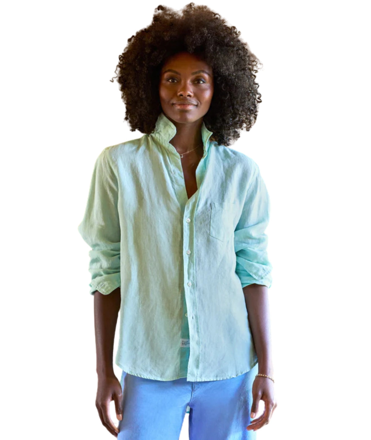 Eileen Relaxed Button-Up Shirt- Sea Foam