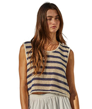 Millie Striped Sleeveless Top- Natural/Navy