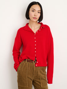 Taylor Rollneck Cardigan- Fire Red