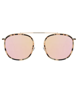 Mykonos Ace Sunglasses- White Tortoise/Gold w/ Mirror Lenses