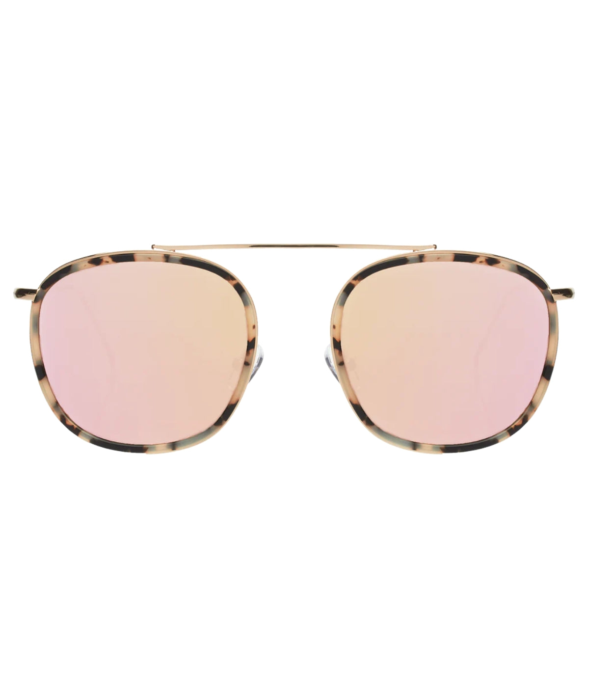 Mykonos Ace Sunglasses- White Tortoise/Gold w/ Mirror Lenses