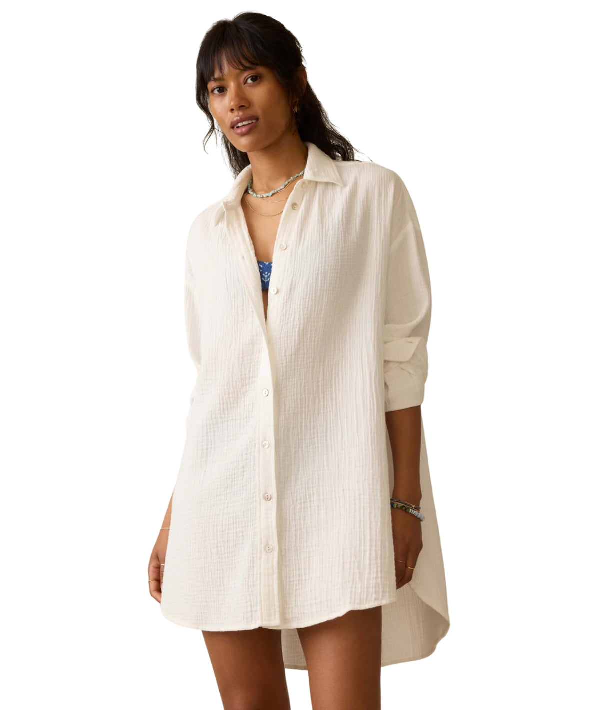 Dune Cotton Gauze Haze Shirtdress- White