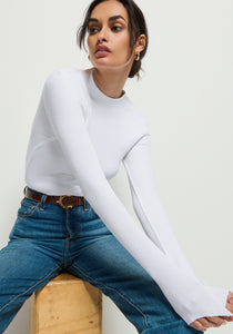 Gina Slim Mock Neck-  White