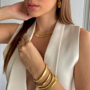 Scarlett Beaded Bangle Bracelet- Gold