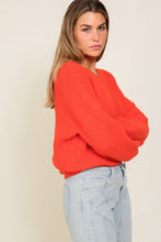 Taryn Waffled Crop Sweater- Red