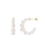 Milo Pearl Hoops- Gold Plate