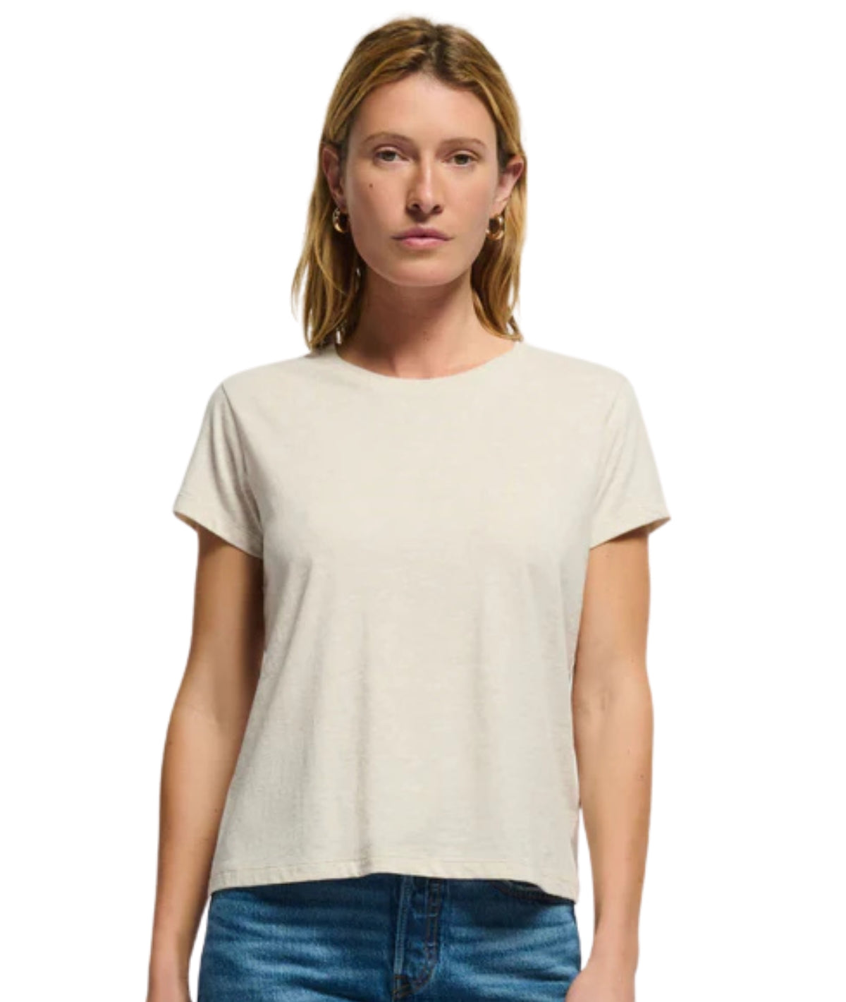 Goldie Boxy Crew- Heather Oatmeal