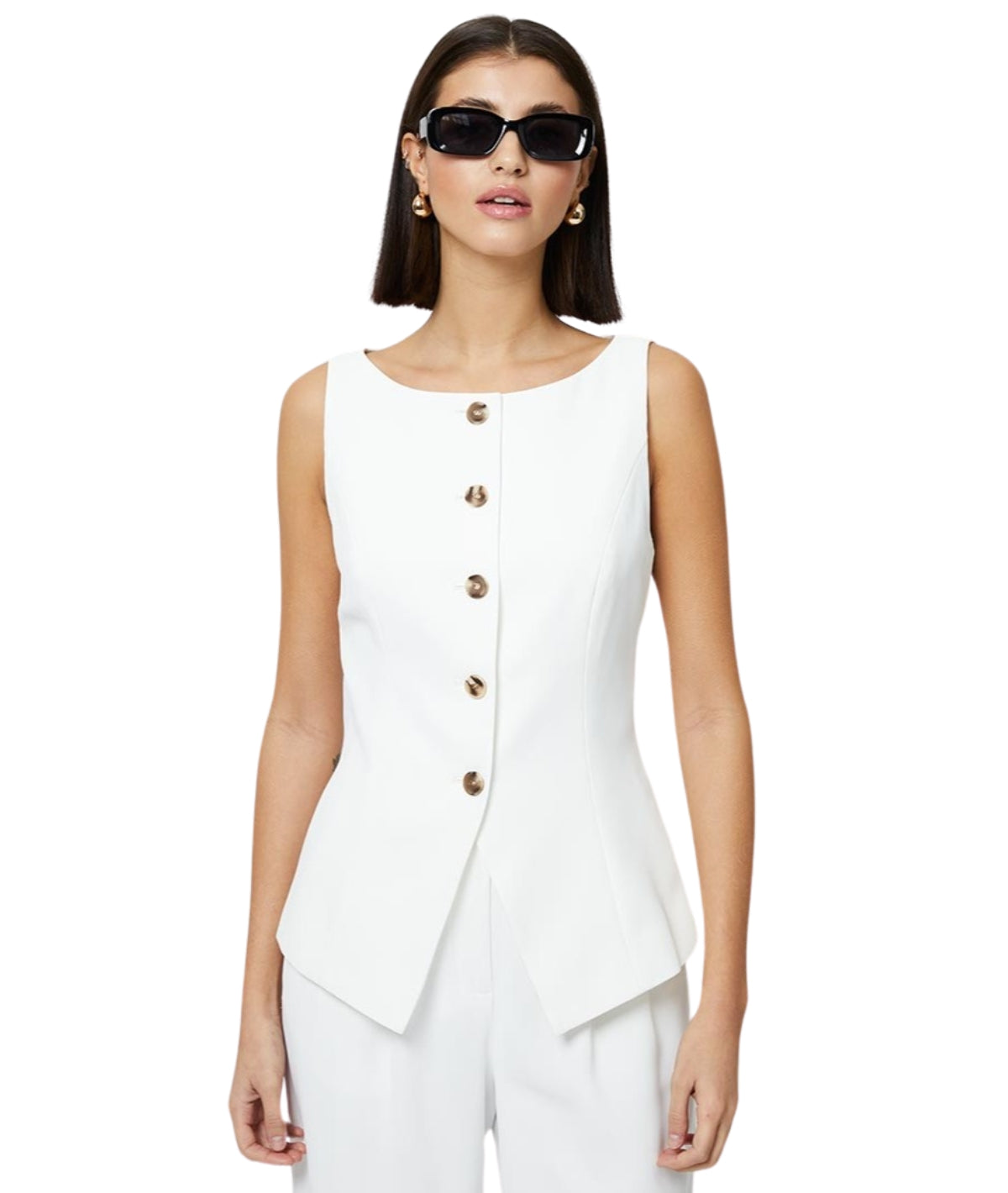 Harry Suiting Waistcoat Top- Summer White