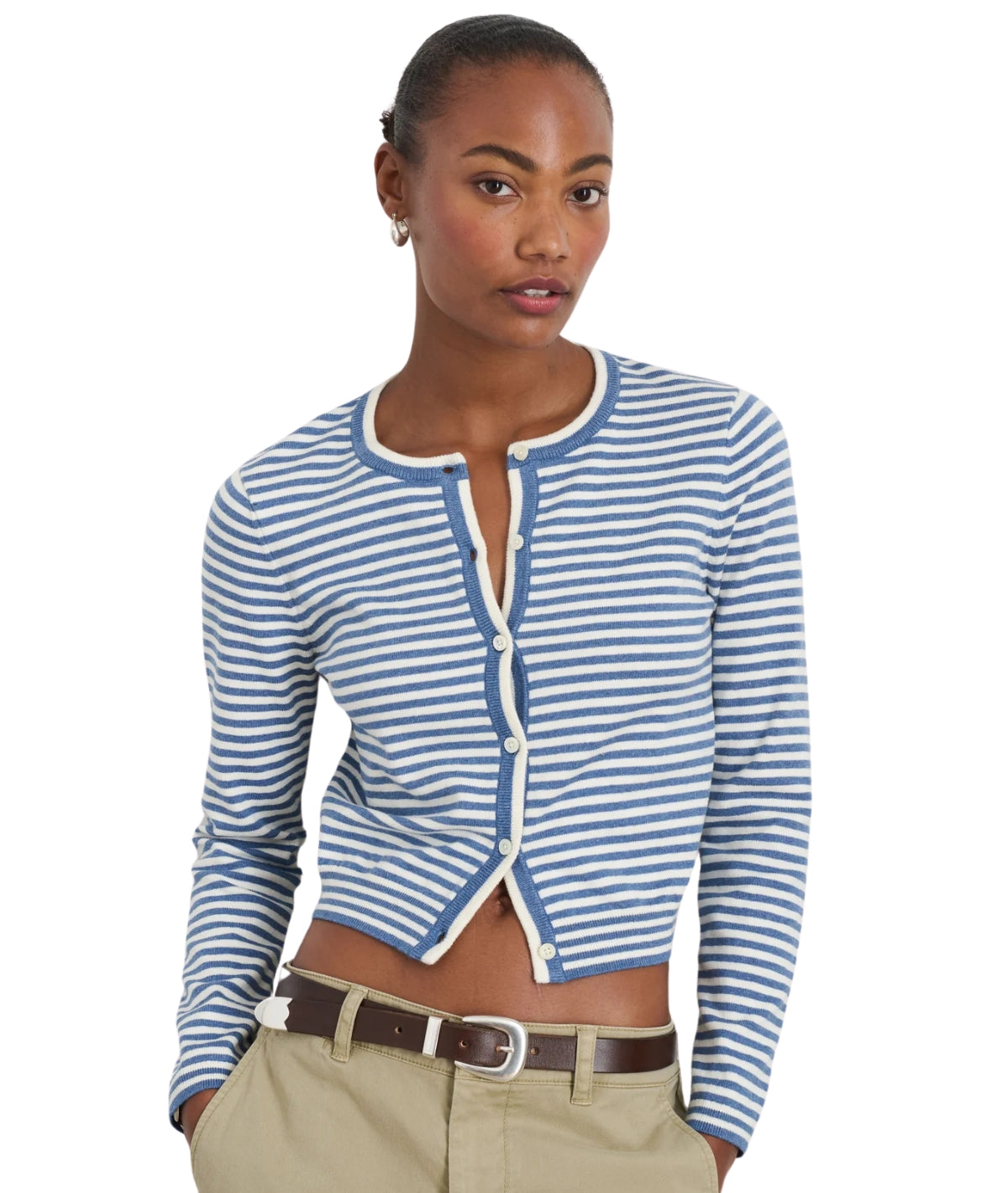 Albertina Cardigan- Azure/Ivory