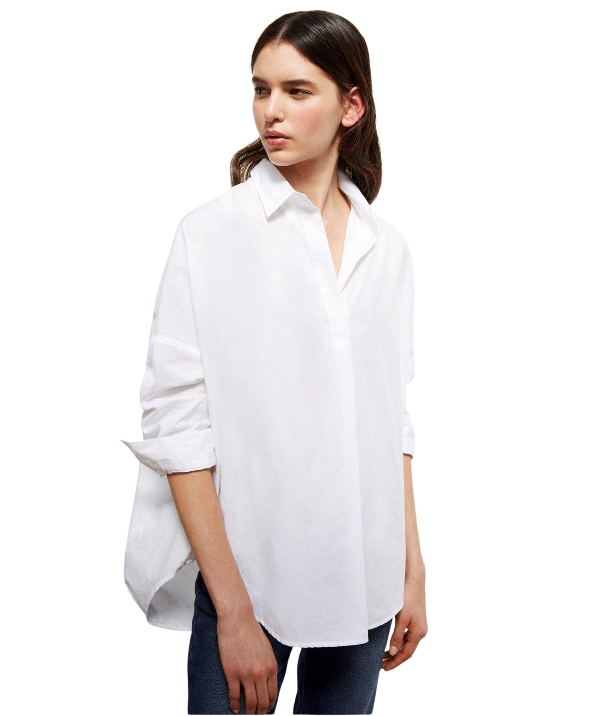 Rhodes Popover Shirt- Linen White