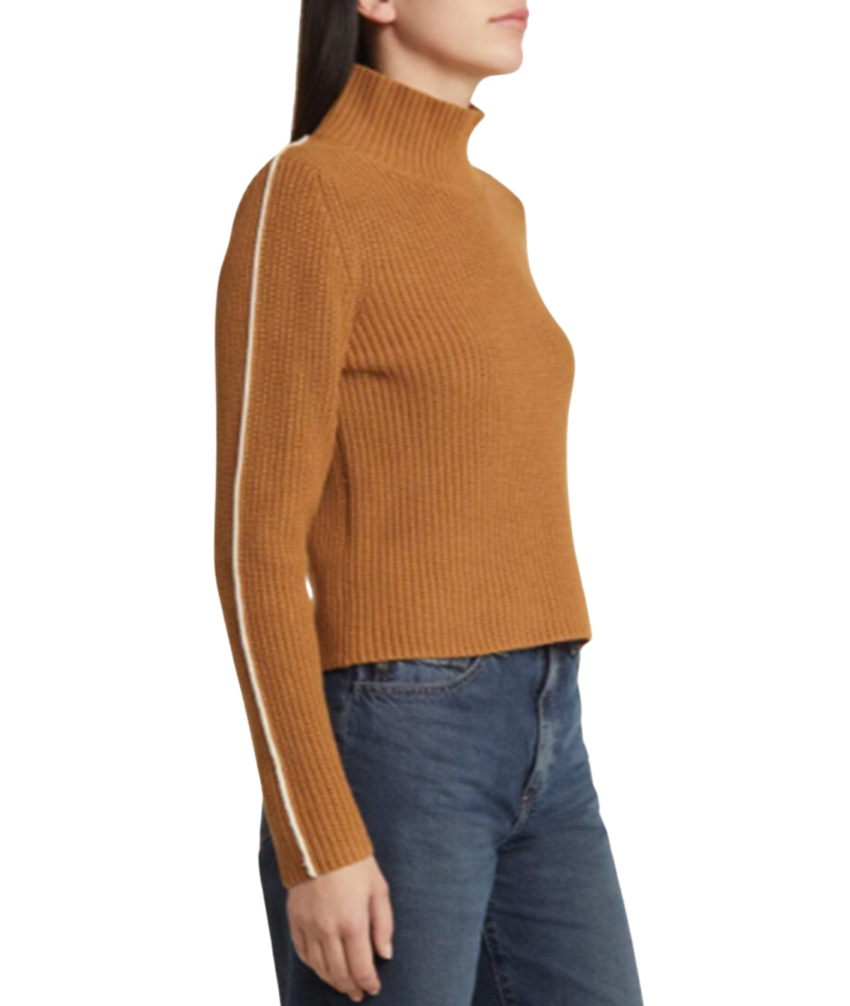 Mozart Neck Jumper w/ Contrast- Tobacco Brown/Cream