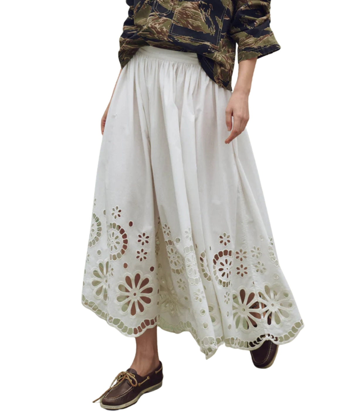 The Super Bloom Eyelet Skirt- White