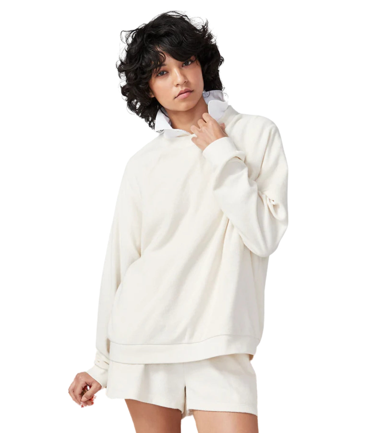 The Terry Franny Sweatshirt- Cream