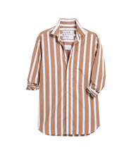 Boyfriend Button-Up Shirt- Camel Stripe