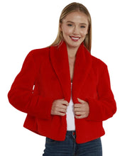 Faux Fur Jacket- Red