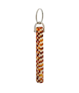 Bar Keychain in Tortoise Checker- Silver