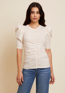 Gael Gathered Tee- Parchment