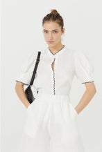 Scallop Linen Shirt-  White