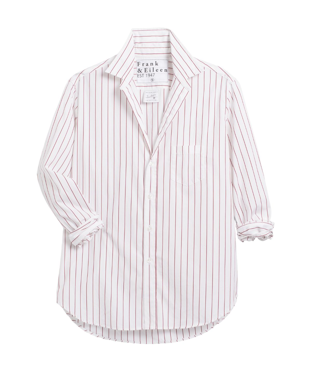 Eileen Relaxed Button-Up Shirt- Thin Red Stripe