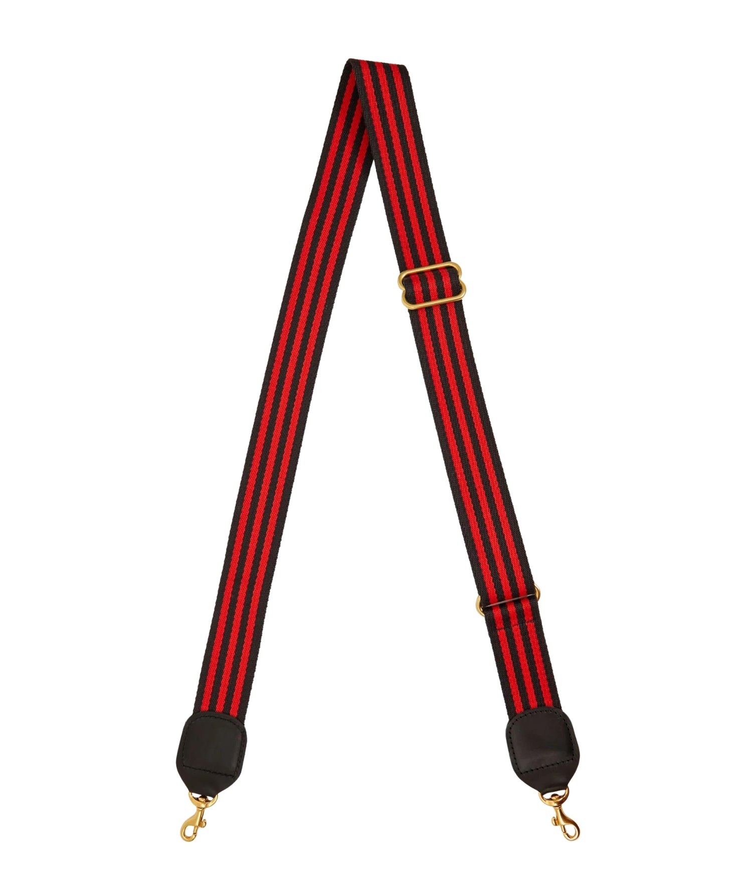 Adjustable Crossbody Strap- Black & Red Mini Stripe Webbing