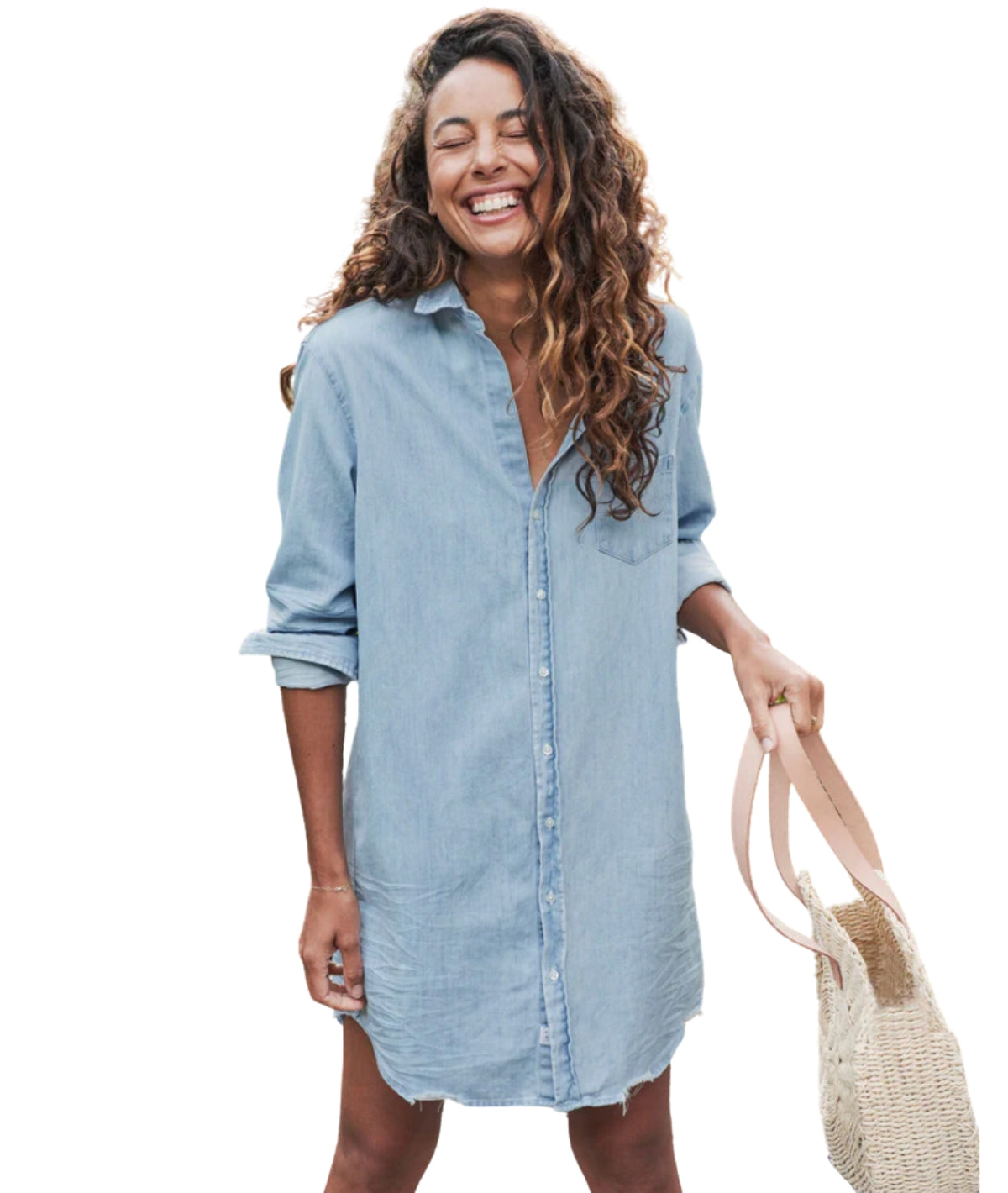 Mary Classic Shirtdress- Classic Blue W/ Tattered Wash