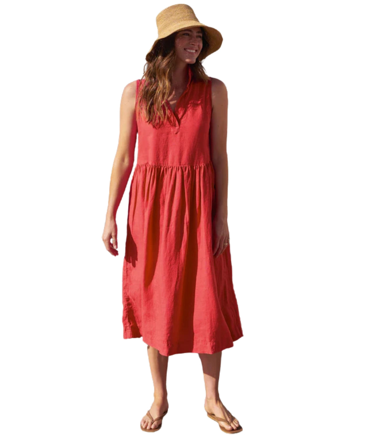 Daphne Sleeveless Popover Dress- Nantucket Red