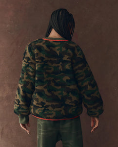 The Reversible Plush Bomber- Camo/ Hot Red