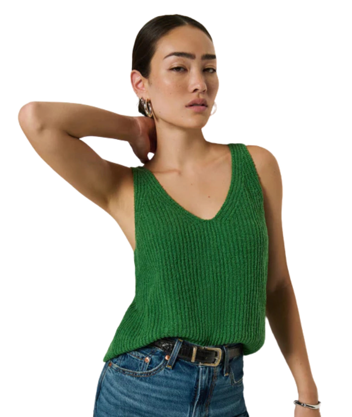 Cece Sweater Tank- Green Lawn