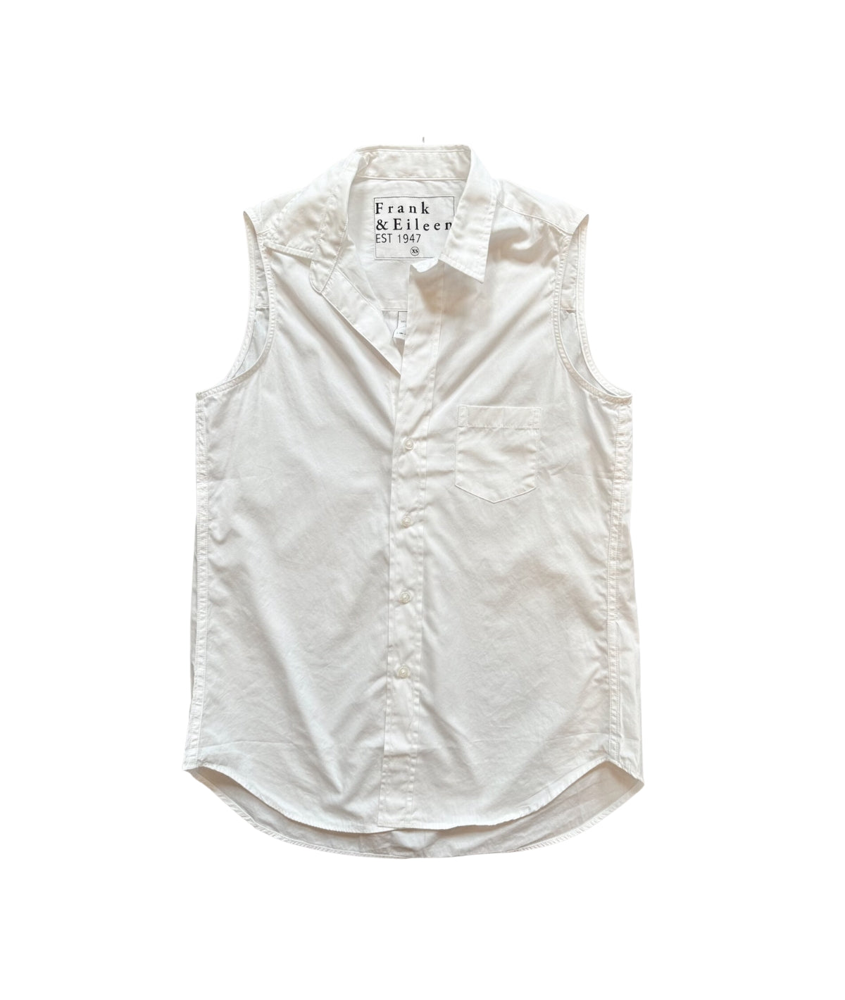 Sleeveless Button-Up Shirt- White