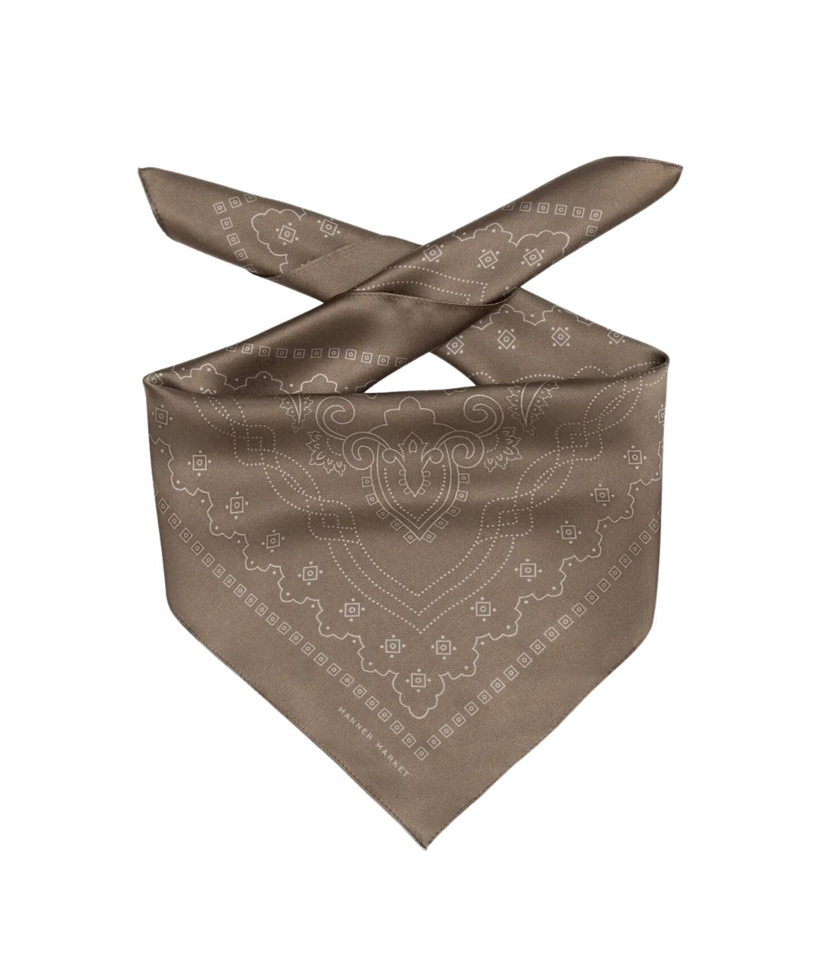 Western 100% Silk Bandana Scarf- Brown