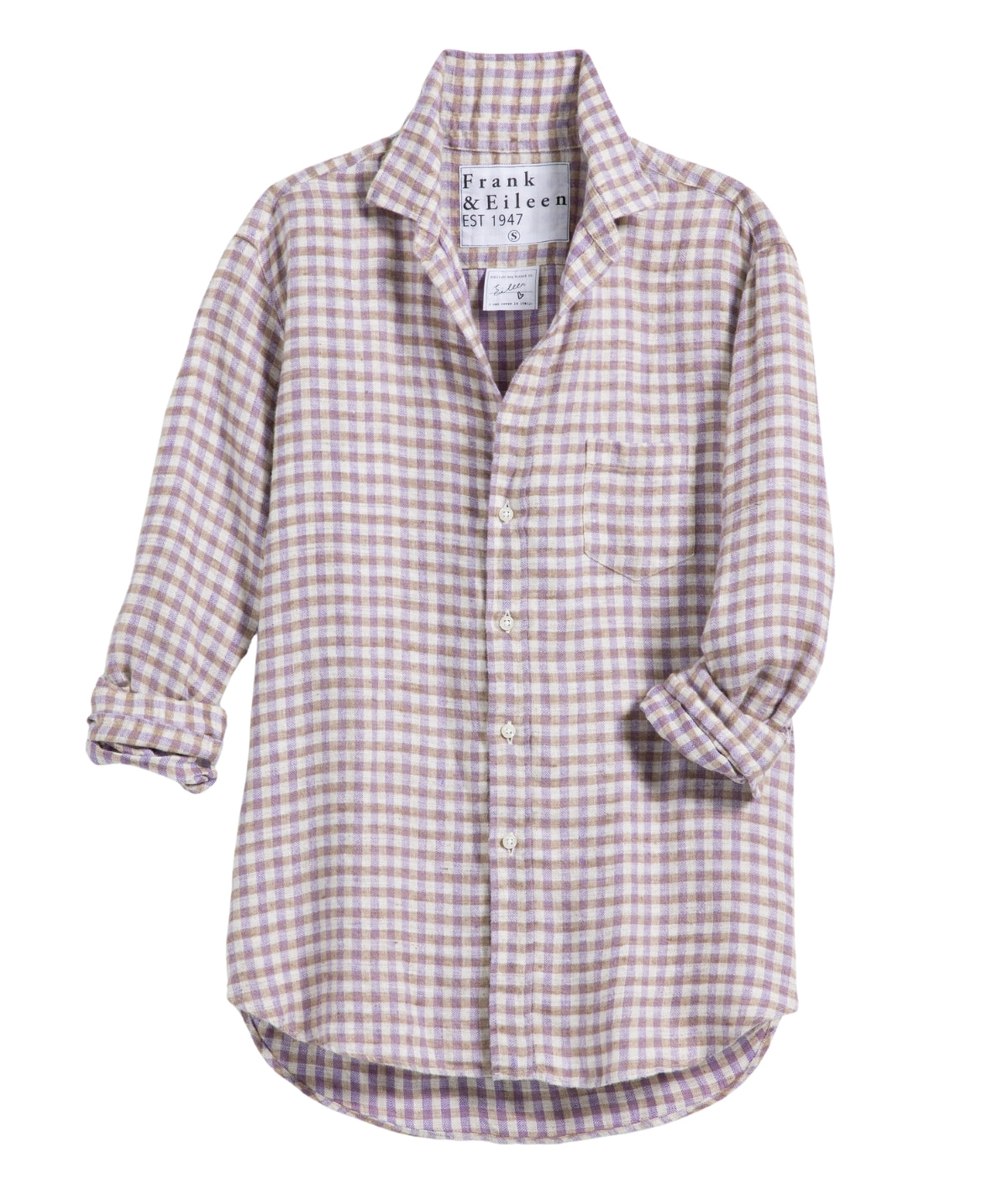 Eileen Relaxed Button-Up Shirt- Purple/Grey Melange Check