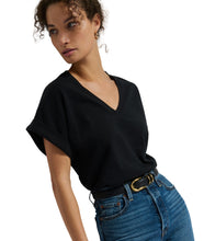 Stevie Cuffed V-Neck- Jet Black