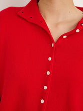 Taylor Rollneck Cardigan- Fire Red