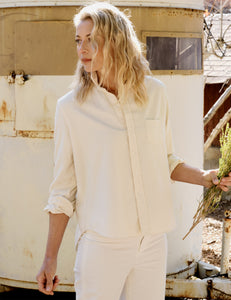 Eileen Relaxed Button-Up Shirt- Winter White