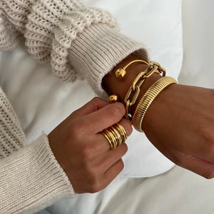 Talia Beaded Cuff Bracelet- Gold