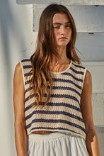 Millie Striped Sleeveless Top- Natural/Navy