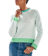 Cashmere Contrast Rib Crew- Pale Green