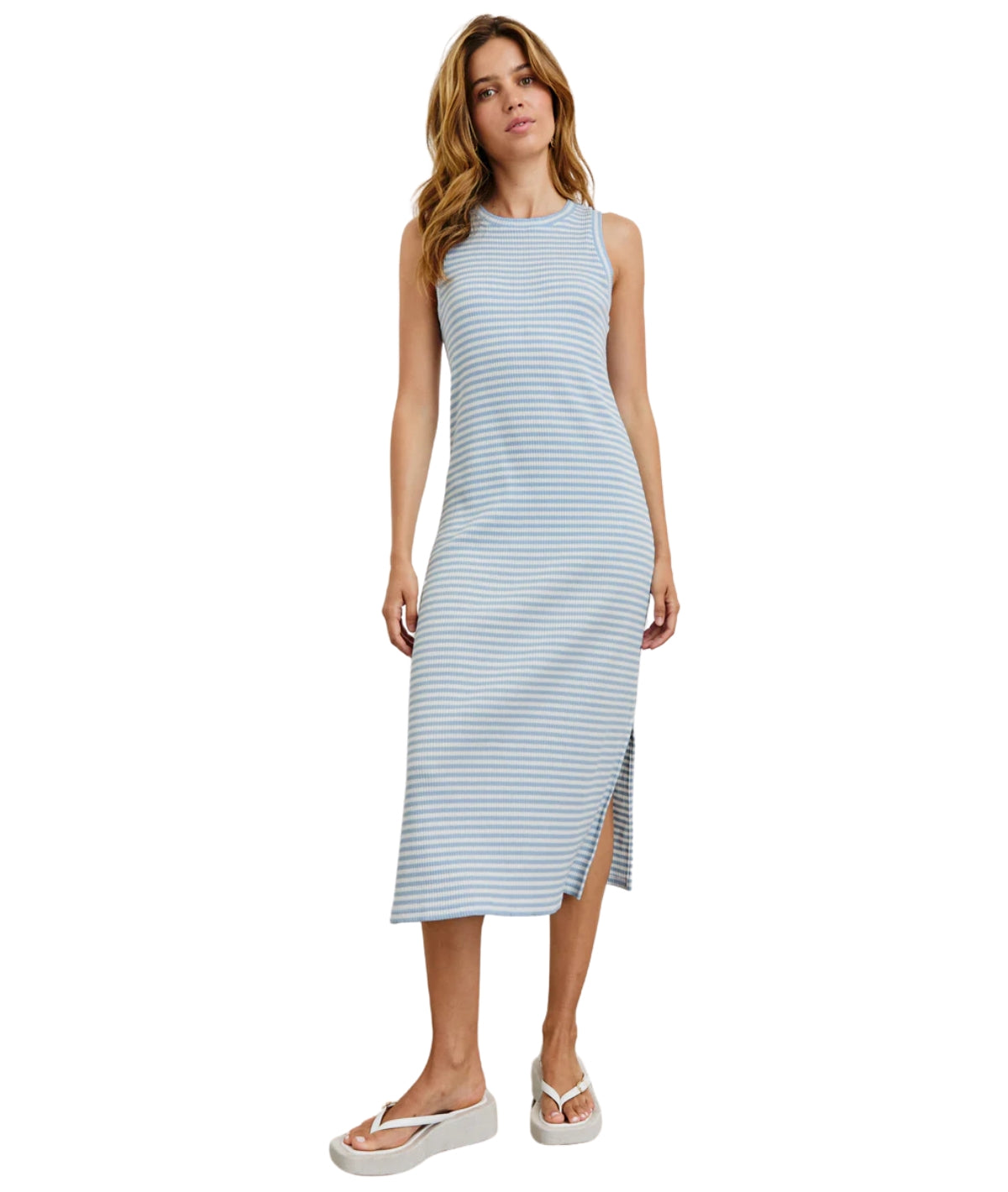 Tank Dress- Chambray Blue Stripe