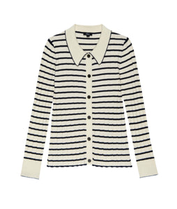 Aurelia Cardigan- Ivory/Navy Stripe