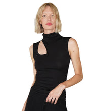 Gio Stretch Jersey Cut Out Top- Black