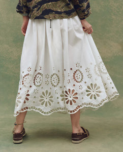 The Super Bloom Eyelet Skirt- White