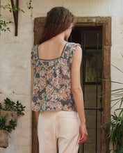 The Victorian Pleat Tank- Indigo Floral